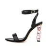 Sandals Women Crystal Rhinestone Strap Open Toe Square High Heels Clear Heel Ankle Satin Buckles Solid One Shoes