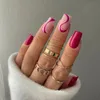 24pcs Appuyez sur des ongles courts carrés moyens faux ongles Stick à couverture complète sur les faux ongles français pour les filles