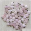 CAR DVR CHARMS 15mm Rose Quartz Heart Natural Stone Pendants For Necklace Jewelry Making Drop Leverans Fyndkomponenter DH5HX