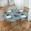 Table Cloth Waterproof Oil-Proof Dachshund Tablecloth Backed Elastic Edge Cover 45"-50" Fit Badger Sausage The Wiener Dog