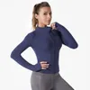 سترة اليوغا الضيقة الزي للنساء ملابس الصالة الرياضية بأكمام طويلة جافة سريعة التنفس الجري الجري معطف معطف أعلى