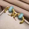 Dangle Earrings Blue Stone Drop For Women Luxury Gold Color Hoop Bridal Wedding Party Anniversary Gift Fashion Jewelry