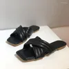 Pantoufles chaussures pour femmes été diapositives femme talons bas maison loisirs doux mode appartements femmes bout ouvert grande taille 42