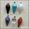 CAR DVR CHARMS BORDED Natural Stone Pillar Chakra Pendum Pyramid Healing Reiki Point Pendants For Necklace Jewelry Making Drop Delivery Fi DHSFJ