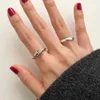 Cluster Rings European simple personality S925 sterling silver three-line knotted design retro jewelry ring female for Women girl Ring G230228