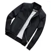 Men's Jackets Bomber Jacket Regular Solid Zipper Design Men Outerwear Polyester Coat Slim Long Sleeve For Daily