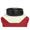 Gładki dwustronny męski skórzany pasek Designerskie paski 3,5 cm szeroki pasek czerwony rozmiar pudełka 105-125 CM