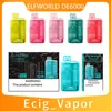 Original Elfworld DE6000 Puffs Disposable Vape Pod E Cigarette With Rechargeable 550mAh Battery Prefilled 13.5ml Carts 6000 Puff Bar Pen VS lost Mary bm os bc5000