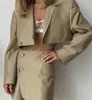 Tweede stuk jurk Xeasy dames blazer kleding set pakken met rok vrouwelijk pak tweed lange mouwen korte 230228