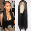 手織りフロントレースウィッグヘッドカバーブラックロングストレートヘアケミカルファイバーヘッドカバーTタイプレースWIG 230301