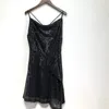 Faldas de verano para mujer SexyTank con cuello en V y hombros descubiertos asimetría brillante lentejuelas fiesta noche celebridad Mini vestido negro dorado