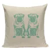Kudde geometriska mönster hundfjäril dekorativa täcker fyrkantig linnet tryckkudde för soffa anpassad täckning
