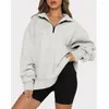 Hoodies voor dames herfst en winter 2023 Europa AMUREA AMASIA ASIA CASUAL TOP HALF ZIP PULLOVer lange mouw sweatshirt dames