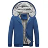 Jaktjackor Vintermän tjocka fleece tröja plyschfoder Öppet front blixtlås cardigan hoodie kappa fast färg för avslappnad