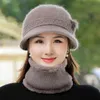 Beanies Beanie/Totenkopfkappen Damen Wintermütze Warm halten Outdoor-Mütze Fügen Sie mit Fell gefütterte warme Mützen Set für lässige Eimer gestrickt hinzu Oliv22