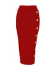 Przyjazd Kobiety Button Black Blue Red Bodycon Bandage Designer High Waist Street Party Club ołówek 75 cm 230301