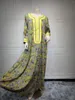 Etniska kläder 2023 Dubai Marocko Abaya klänning Kvinnor Elegant band Trim Lång ärm Loose Arab Jalabiya Muslim Turkish Eid Arabiska kläder