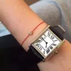U1 Top-Grade AAA Geometrische Rechteck-Panzer-Handgelenksbrenner Senior Must Quartz Uhren weibliche römische Nummer Uhr Schwarz Leder Saphirkristallglasuhr