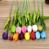 Ghirlande di fiori decorativi Alta qualità 1 pz Tulipani viola Pu Artificiale Real Touch Mazzi di tulipani finti in seta biancaDecorativi