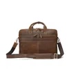 Briefcases Messenger Man Bag Single Shoulder Briefcase Package Genuine Document Leather Business Notebook Laptop Computer Male