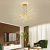 Chandeliers FKL Modern Chandelier Golden LED Acrylic Light Shade Living Room Dining Bar Minimalist Irregular