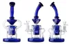 Blaugrüne, bernsteinfarbene Wasserpfeifen mit Schüssel, schwere Basis, Wasserpfeifen, Klein Recycler, 4 mm dick, Öl-Dab-Rigs, Duschkopf, Perc-Glasbongs, Tornado-Recycler, 14-mm-Verbindung