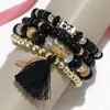 Очарование браслетов Zoshi Bohemian Multilayer Charms Акриловые бусинки с кисточки