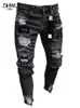 Mäns jeans Fyra säsonger Youth Fashion Tight Stretch Pencil Pants Denim Cotton Frayed Sports Letters Byxor Badge Y2303