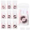 False Eyelashes 3D Round Lash Box Eyelash Packaging Combination Curler Brush And Self Adhesive Strip Glue Thickness Natural Beauty T Dhnrz