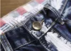 Männer Jeans Neue Mode Marke Herbst Winter Patchwork Ripped Bestickt Stretch Trendy Löcher Gerade Denim Hosen Y2303