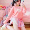 Etekler harajuku kawaii pembe ekoid mini etek kadınlar gotik yüksek bel lolita cosplay sevimli dantel vintage okul kız moda kısa