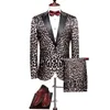 Abiti da uomo Slim Fit Uomo Luxury Wedding Party Suit Marchio italiano Modello leopardato Prom For Men Abbigliamento da palcoscenico di alta qualità