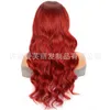 Parrucca anteriore in pizzo da donna con parrucche copricapo in fibra chimica con capelli lunghi ondulati neri e rossi a media sfumatura 230301