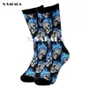 Chaussettes pour hommes Noël Halloween Viking 3D Mode Longue Cyclisme Casual Nouveauté Haute Hommes Femmes Coton Drôle Coloré-3