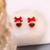 Stud Earrings Lolita Red Bow Love Heart Trendy Light Luxury