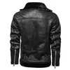 Herrläder Faux Leather Men's Winter Fleece Motorcykelskinnjacka plus Velvet tjock retro vintage Leisure Manlig outwear Varma kashmir inre rockar 230301