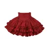 Skirts Summer Japanese Harajuku Style Girls Red Bandage High Waist Stitching Sweet Lolita Mini Kawaii Girl Suit