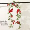 Decorative Flowers 2M Christmas Flower Garland Artificial Red Berries Holly Leaves Rattan Xmas Tree Ornaments Po Props Party Gifts Supplies