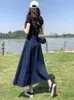 Skirts Women's A-Line Skirts Streetwear Loose Casual Jeans Summer Korean Style High Waist Sexy Split Classic Vintage Skirt 230301