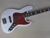 4 strängar Glossy White Body Electric Bass Guitar med Rosewood Fingerboard White Pearl Inlays kan anpassas