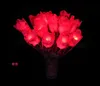 Alla hjärtans dag Party Decorative Flowers Supplies LED Färgglada trasa Rose Flower Lysande blinkande trollstav dekoration Bukett juldekor