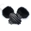 Fem fingrarhandskar Vinterkvinnor 2023 Pekskärm äkta läder svart Luva Guantes Handschoenen Modis Hiver Femme