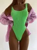 Damenbadebekleidung Sexy gerippter einteiliger Badeanzug Frauen weiblicher Bodysuit Damen Tanga Monokini Badeanzug Schwimmen Sommer Strandkleidung