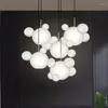 Lampadari Modern Glass Ball Led Lampadario Illuminazione Soggiorno Sala da pranzo Decor Lampada Scale Loft Bar Lampade a sospensione Apparecchi