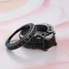 Cluster Rings 14K Black Gold Ring for Women Men Anillos Pure Obsidian Stone and Sapphire Gemstone Silver 925 Garnet Jewelry Ring Set for Women G230228