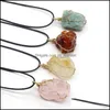 car dvr Pendant Necklaces Gold Wire Wrap Healing Reiki Stone Women Jade Crystal Semiprecious Gem Necklace Energy Jewelry Drop Delivery Pendan Dhvn7