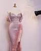 Partykleider charmante elegante mermaid prom Cap Sleeve High Split Crystal