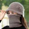 Beanies Beanie/Totenkopfkappen Damen Wintermütze Warm halten Outdoor-Mütze Fügen Sie mit Fell gefütterte warme Mützen Set für lässige Eimer gestrickt hinzu Oliv22