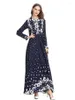 Vêtements ethniques Style européen femmes robe musulmane décontracté fleur point imprimé longue col rond Vintage mousseline lâche A928