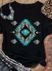 Aztec geometryczny druk kobiety Tshirt 2023 Summer Y2K Streetwear Nowator T -koszulka luźna boho tops Western vintage koszulki 230301